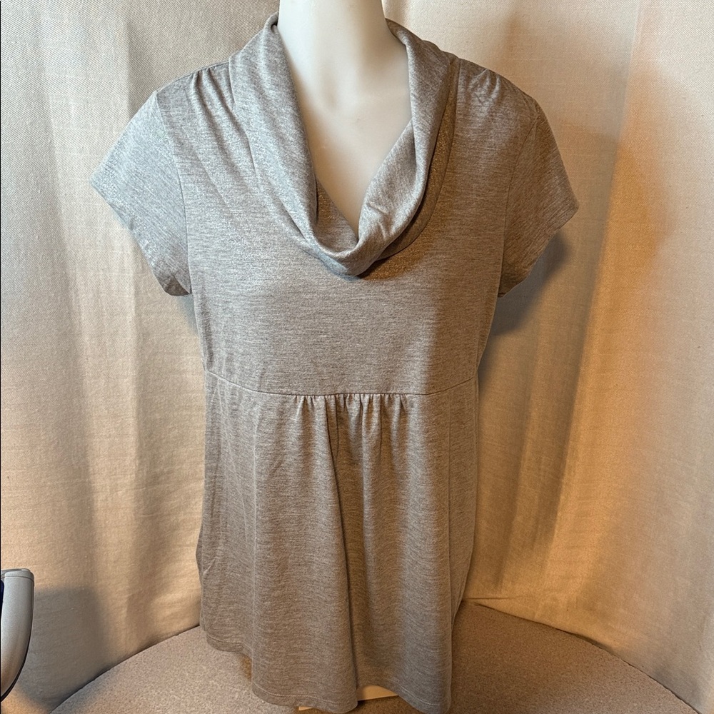 INC International Concepts Light Gray Cowl Neck Blouse